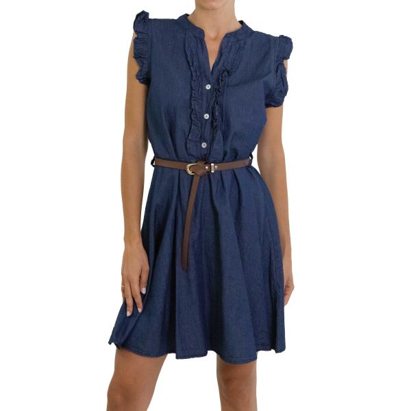 Vestito con cintura e rouge